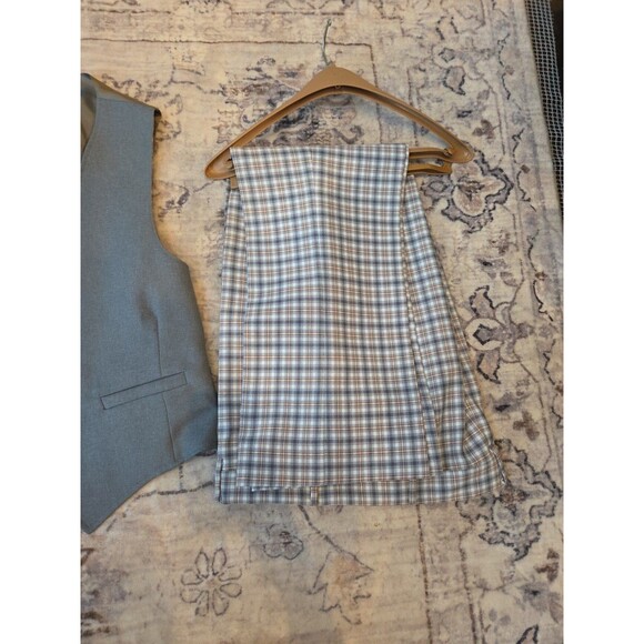 #59 Vintage Frank C Wise Maine 3 piece men's suit Gray Plaid slacks vest tie - Picture 8 of 16
